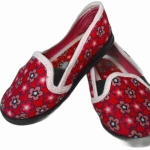 Foamtreads Little Kids Slippers Hot Pink Floral Sz10 Rubber Non-Marking Sole EUC